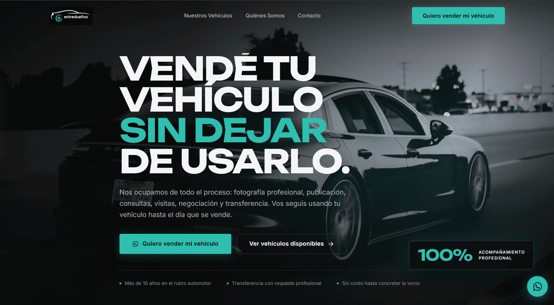 Entreduenos - Plataforma de asesoramiento para venta de autos diseñada por FWeb
